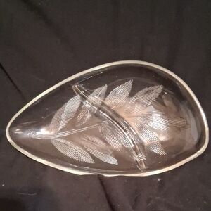 Vintage Glass Leaf-Shaped Dish